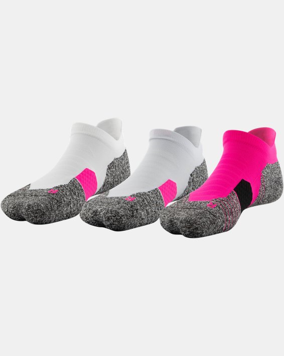 Unisex UA Run Cushion 3-Pack No Show Tab Socks, Pink, pdpMainDesktop image number 0